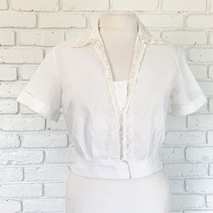 1960’s White Lace button down blouse